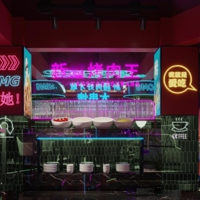 现代网红新疆烧烤店3D模型下载